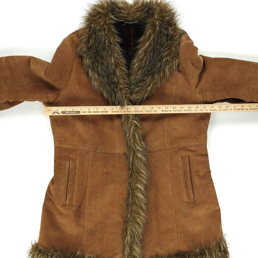 WILSONS LEATHER Suede Penny Lane Fur Afghan Jacket 70s Boho Downtown Girl Boho - Picture 3 of 14